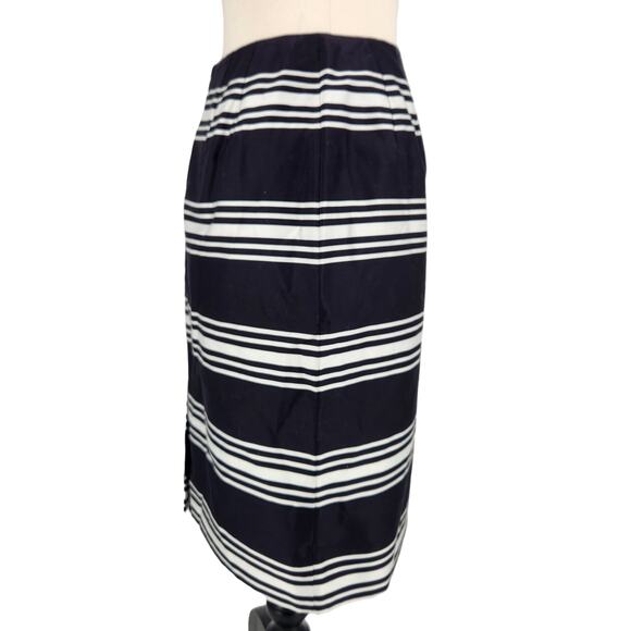 SALE Talbots Satin Navy and White Striped Pencil Skirt 2 Petite NWT - Picture 5 of 7